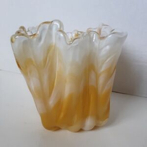 Vintage Imperial Glass Ruffle Swung Vase